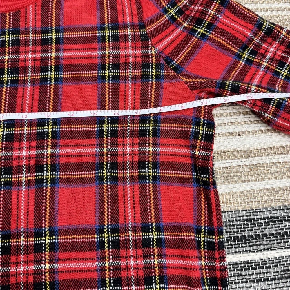J.Crew Tartan Jacquard Pullover Sweater Women's XL Red Tartan Plaid 100% Cotton - Picture 8 of 12